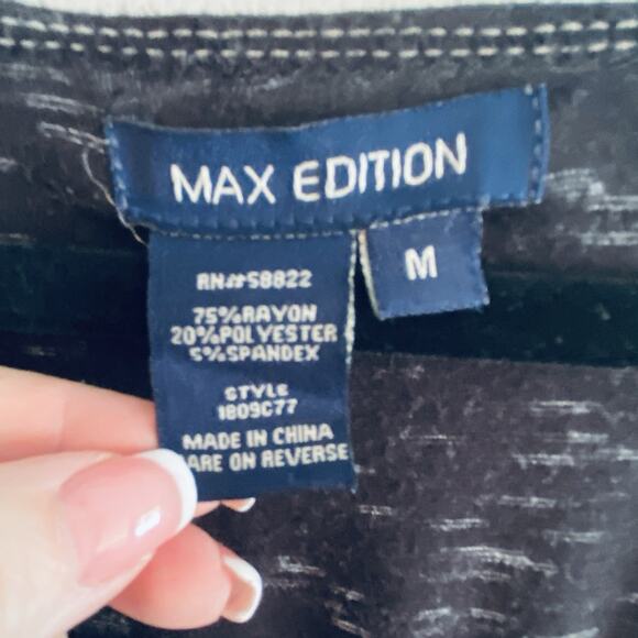 Max edition Dress Medium Black Print Babydoll V Neck High Waisted Witchy Smocked - Picture 2 of 5